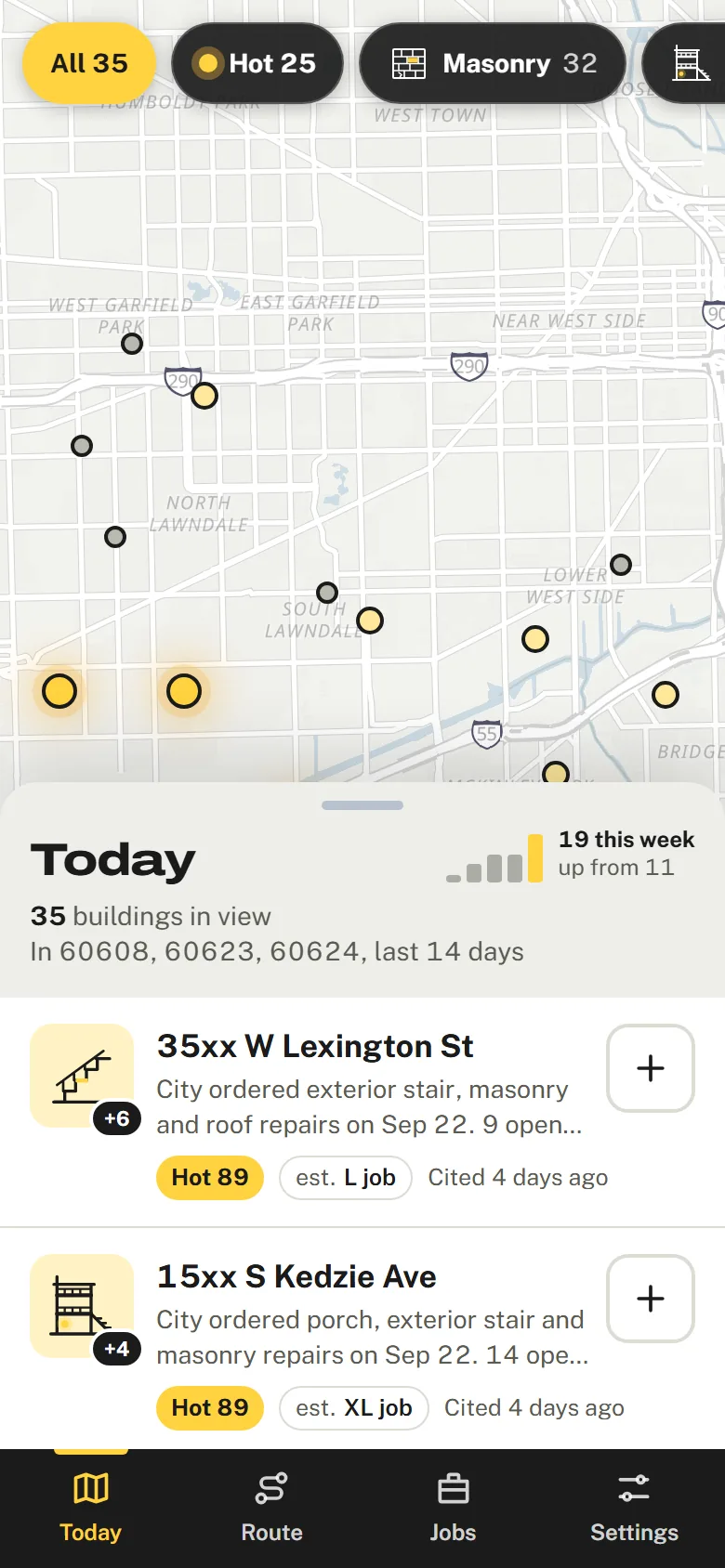 Today: a map of the newest citations in your zips, and the list ranked by what's worth a call